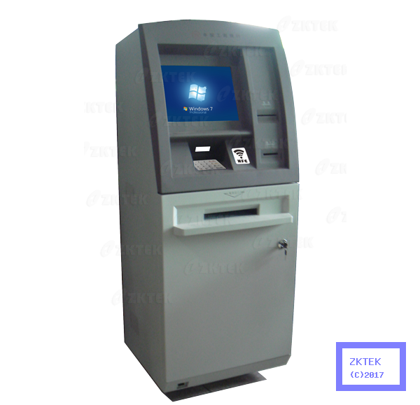 A11 touchscreen banking kiosk with NFC card reader, EPP, bank credit debit card reader, bank passbook printer and industrial computer