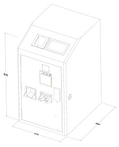 ON-DESK + IN-BOX · Bunch Change Recycling Cash Machine for All Notes and Coins