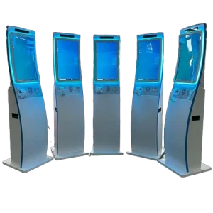 Curved touchscreen QMS kiosks