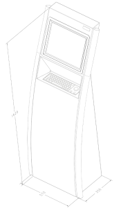 Sleek and slim touchscreen internet kiosk with metal keyboard