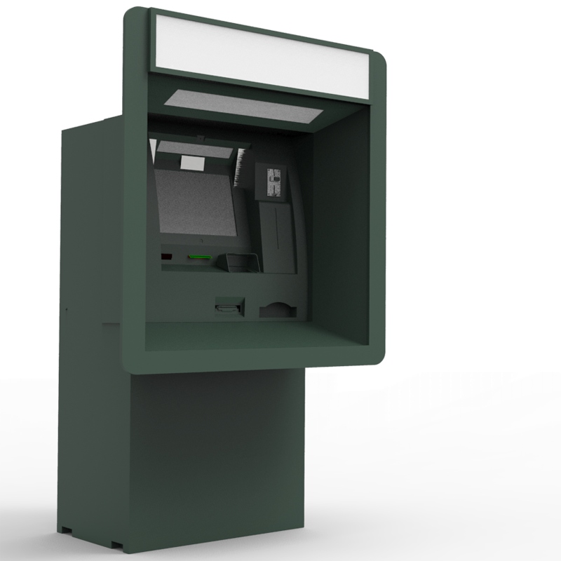 Wall-through touchscreen kiosk